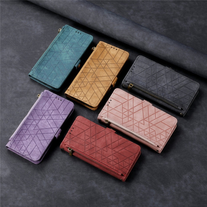 Geometric Zipper Wallet Side Buckle Leather Phone Case, For Samsung Galaxy S22+ 5G, For Samsung Galaxy S22 5G, For Samsung Galaxy A13 5G, For Samsung Galaxy A41, For Samsung Galaxy A22 4G, For Samsung Galaxy A22 5G, For Samsung Galaxy S21 FE 5G        ...