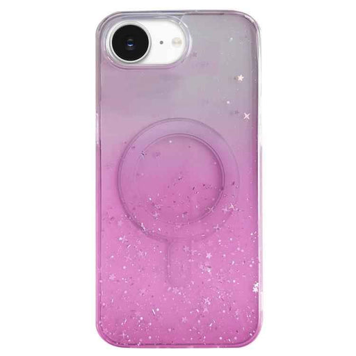 For iPhone 16e Glitter MagSafe Hybrid Clear TPU Phone Case(Pink)