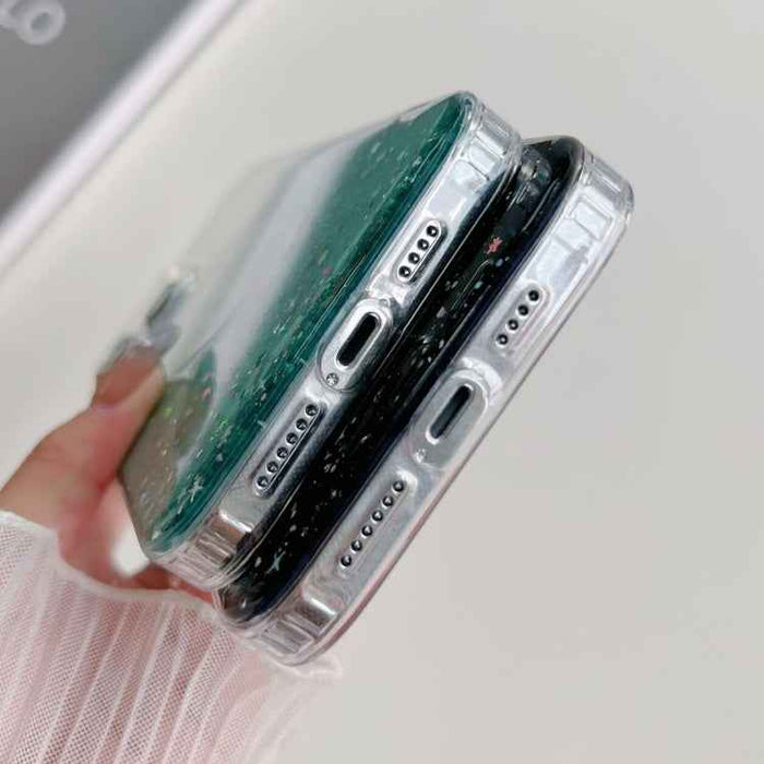 For iPhone 16e Glitter MagSafe Hybrid Clear TPU Phone Case(White)