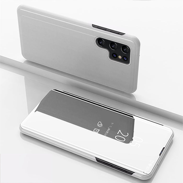 Plated Mirror Horizontal Flip Leather Phone Case with Holder