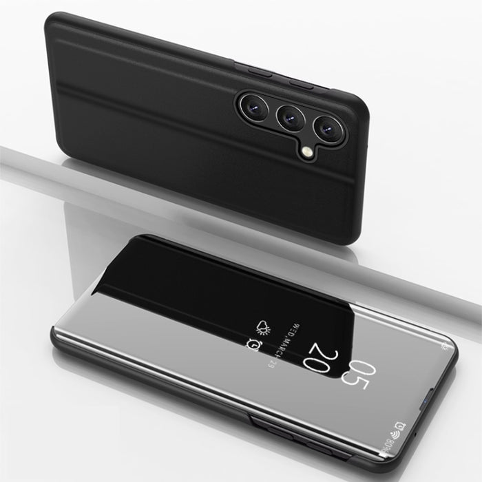 Plated Mirror Horizontal Flip Leather Phone Case with Holder, For Samsung Galaxy S25 Edge 5G, For Samsung Galaxy A56 5G, For Samsung Galaxy A26 5G, For Samsung Galaxy A36 5G, For Samsung Galaxy S25 5G, For Samsung Galaxy S25+ 5G