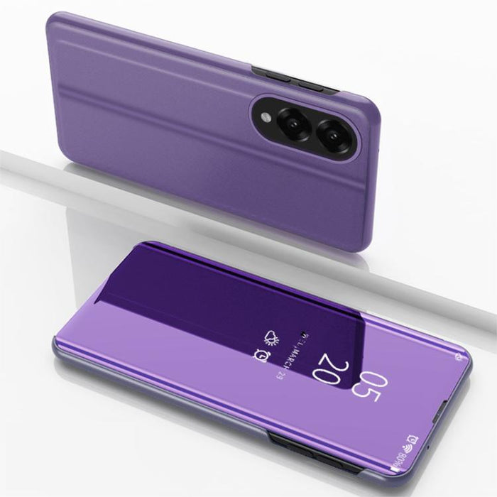 Plated Mirror Horizontal Flip Leather Phone Case with Holder