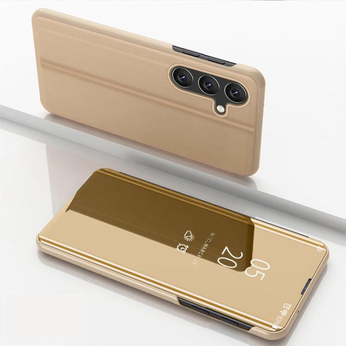 Plated Mirror Horizontal Flip Leather Phone Case with Holder, For Samsung Galaxy S25 FE 5G, For Samsung Galaxy S25 Edge 5G, For Samsung Galaxy A56 5G, For Samsung Galaxy A26 5G, For Samsung Galaxy A36 5G, For Samsung Galaxy S25 5G