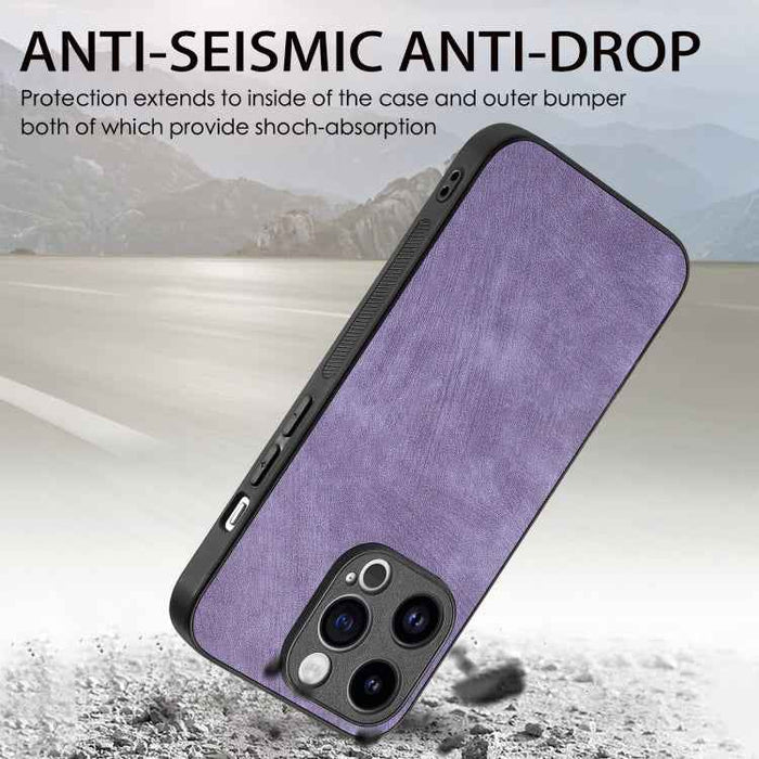 For iPhone 13 Vintage Leather PC Back Cover Phone Case(Purple)