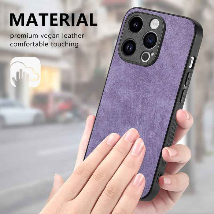 For iPhone 13 Vintage Leather PC Back Cover Phone Case(Purple)