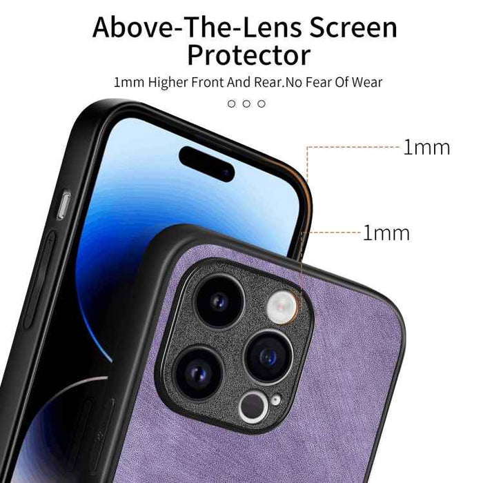 For iPhone 13 Vintage Leather PC Back Cover Phone Case(Purple)