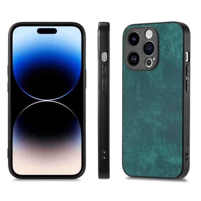 For iPhone 12 Vintage Leather PC Back Cover Phone Case(Green)