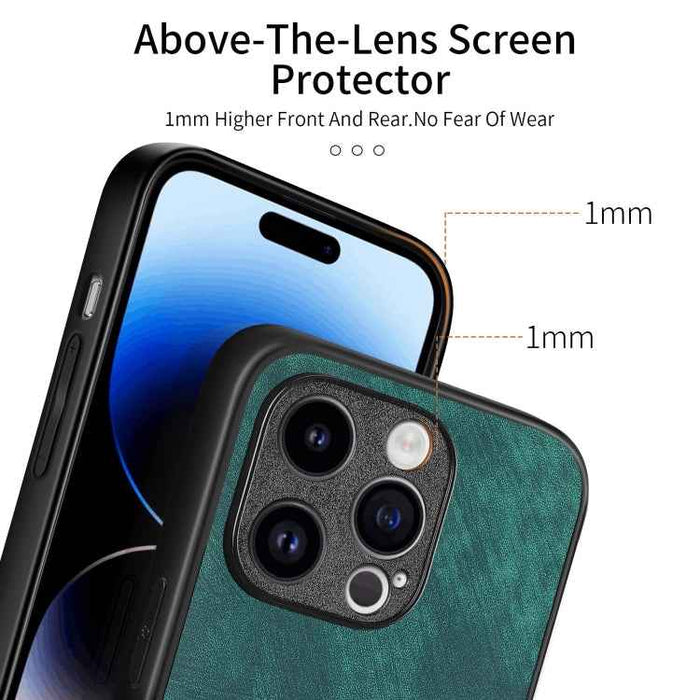 For iPhone 12 Vintage Leather PC Back Cover Phone Case(Green)