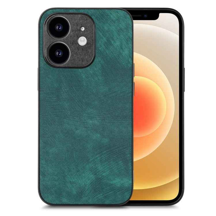 For iPhone 12 Vintage Leather PC Back Cover Phone Case(Green)