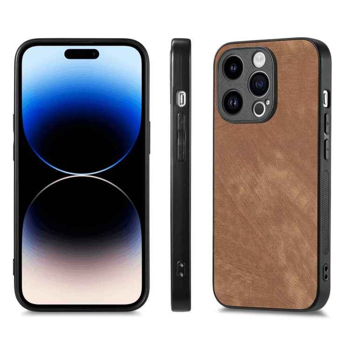 For iPhone 11 Vintage Leather PC Back Cover Phone Case(Brown)