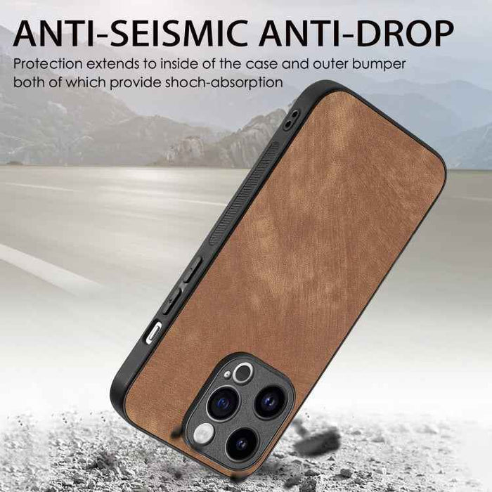 For iPhone 11 Vintage Leather PC Back Cover Phone Case(Brown)