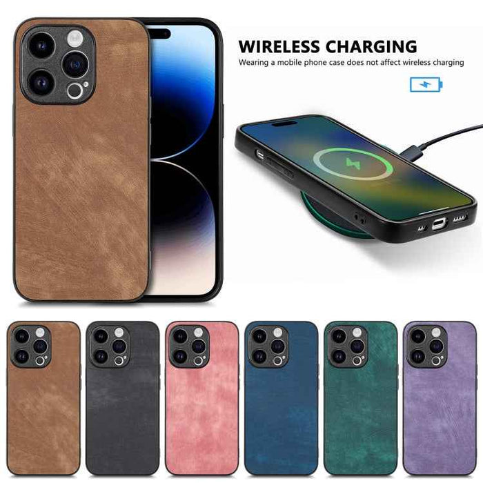 For iPhone 12 Vintage Leather PC Back Cover Phone Case(Green)