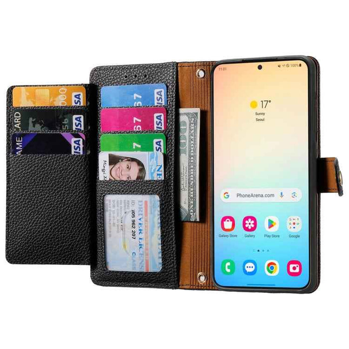 For Samsung Galaxy S24 5G Love Zipper Lanyard Leather Phone Case(Black)