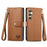 For Samsung Galaxy S24 5G Love Zipper Lanyard Leather Phone Case(Brown)