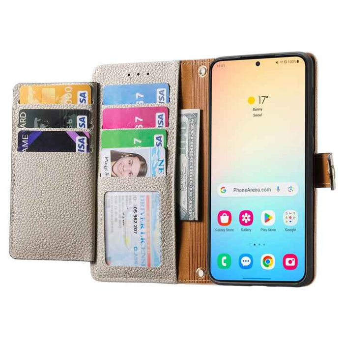 For Samsung Galaxy S24 5G Love Zipper Lanyard Leather Phone Case(Gray)