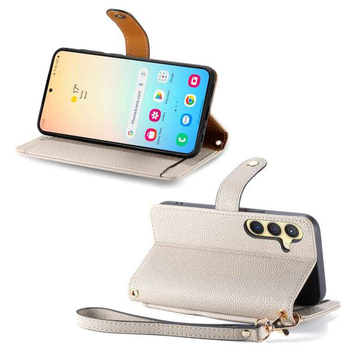 For Samsung Galaxy S24 5G Love Zipper Lanyard Leather Phone Case(Gray)