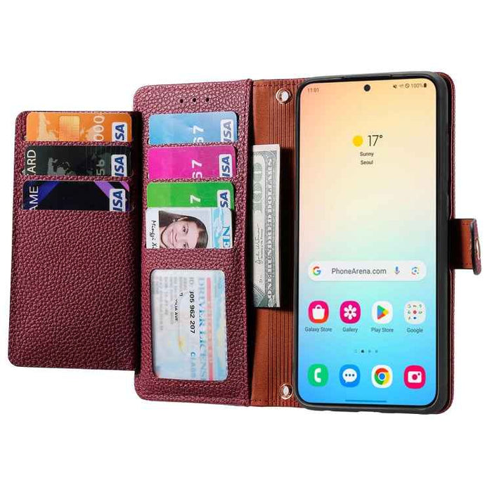 For Samsung Galaxy S24 5G Love Zipper Lanyard Leather Phone Case(Red)