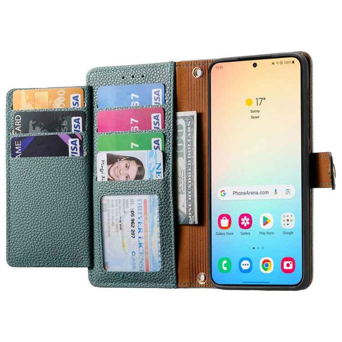 For Samsung Galaxy S24+ 5G Love Zipper Lanyard Leather Phone Case(Green)