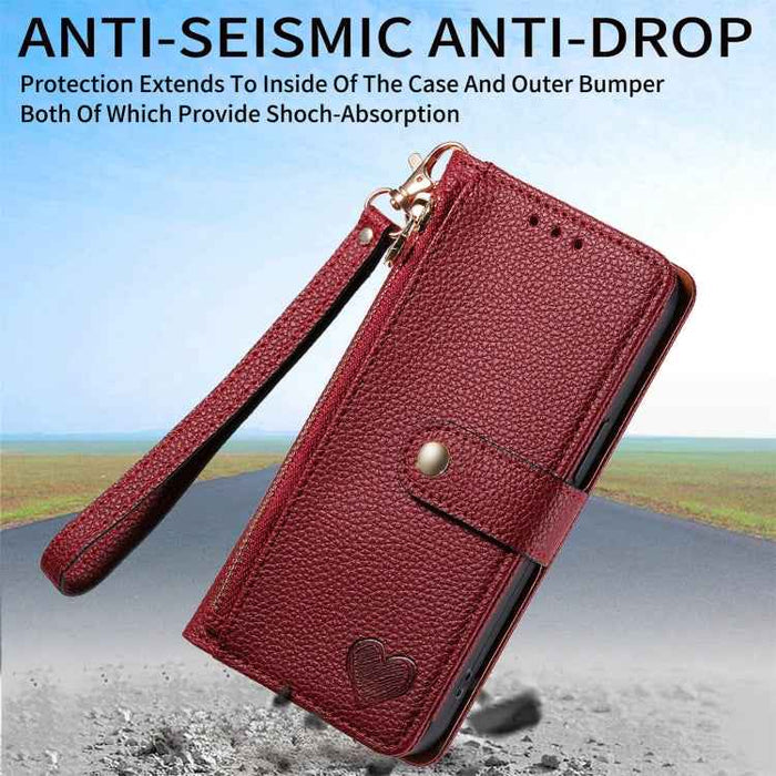 For Samsung Galaxy S24 Ultra 5G Love Zipper Lanyard Leather Phone Case(Brown)