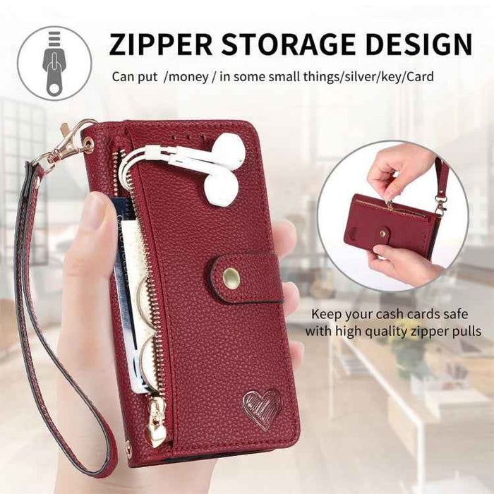 For Samsung Galaxy S24 Ultra 5G Love Zipper Lanyard Leather Phone Case(Black)