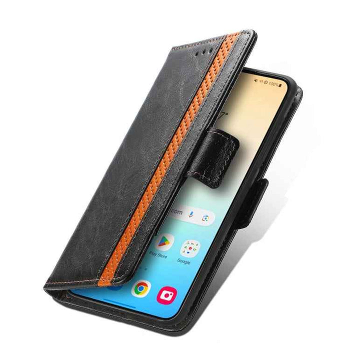 For Samsung Galaxy S24 5G CaseNeo Splicing Dual Magnetic Buckle Leather Phone Case(Black)
