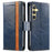 For Samsung Galaxy S24 5G CaseNeo Splicing Dual Magnetic Buckle Leather Phone Case(Blue)