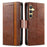 For Samsung Galaxy S24 5G CaseNeo Splicing Dual Magnetic Buckle Leather Phone Case(Brown)