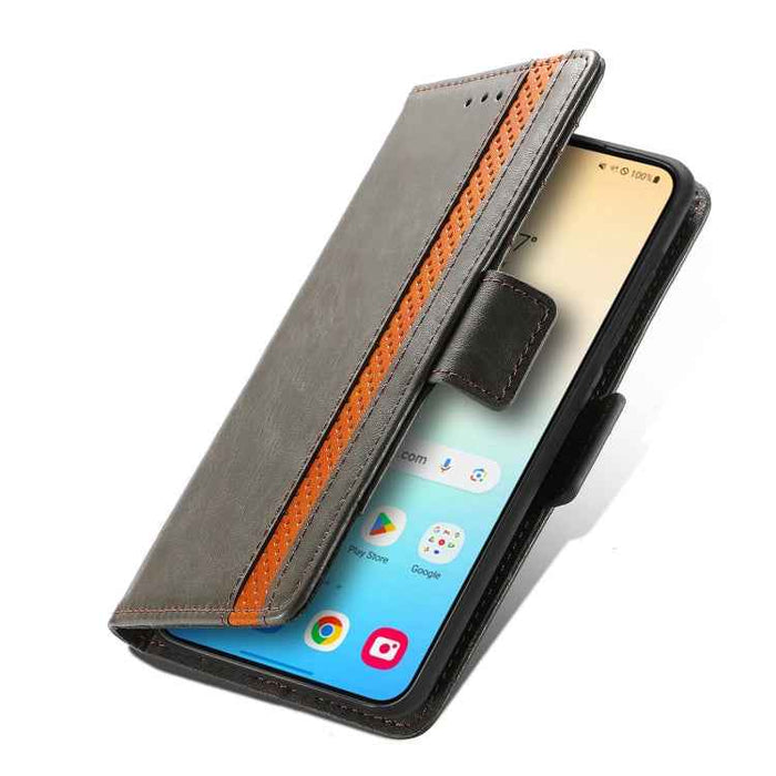 For Samsung Galaxy S24 5G CaseNeo Splicing Dual Magnetic Buckle Leather Phone Case(Gray)