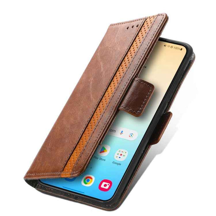 For Samsung Galaxy S24+ 5G CaseNeo Splicing Dual Magnetic Buckle Leather Phone Case(Brown)