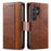 For Samsung Galaxy S24 Ultra 5G CaseNeo Splicing Dual Magnetic Buckle Leather Phone Case(Brown)