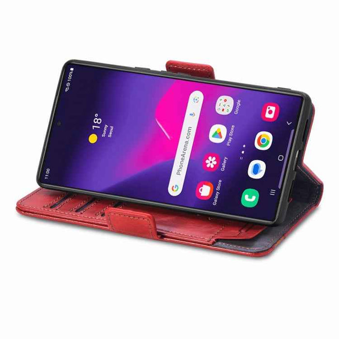 For Samsung Galaxy S24 Ultra 5G CaseNeo Splicing Dual Magnetic Buckle Leather Phone Case(Red)