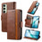 For Samsung Galaxy S24 FE 5G CaseNeo Splicing Dual Magnetic Buckle Leather Phone Case(Brown)