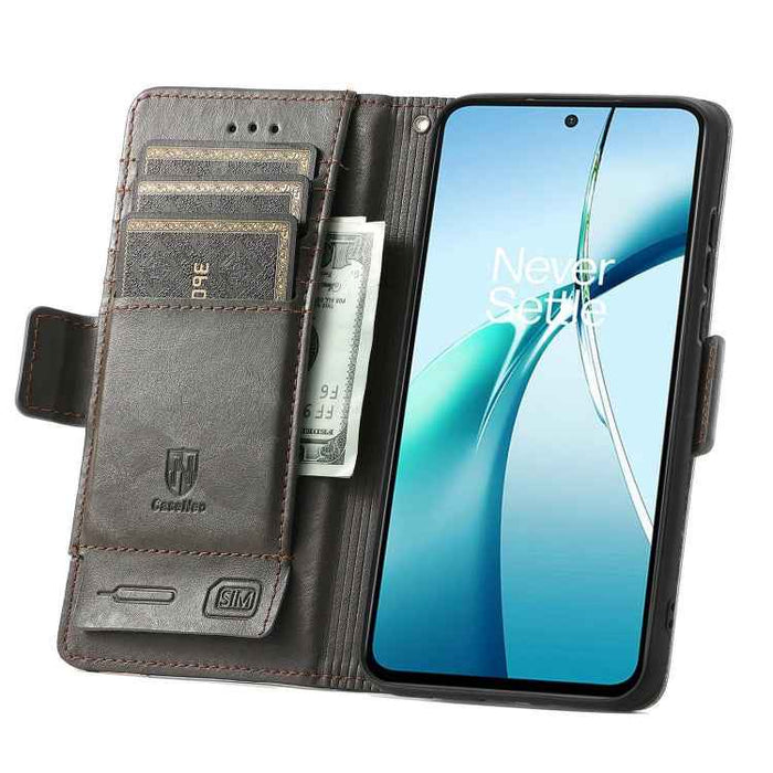 For Samsung Galaxy S24 FE 5G CaseNeo Splicing Dual Magnetic Buckle Leather Phone Case(Gray)
