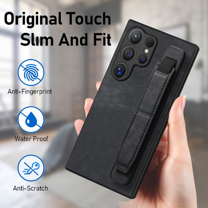 Retro Wristband Holder Leather Back Phone Case, For Samsung Galaxy S24 Ultra 5G, For Samsung Galaxy A54 5G, For Samsung Galaxy A04e, For Samsung Galaxy S23 Ultra 5G, For Samsung Galaxy S23 5G, For Samsung Galaxy A04s, For Samsung Galaxy A23������������...