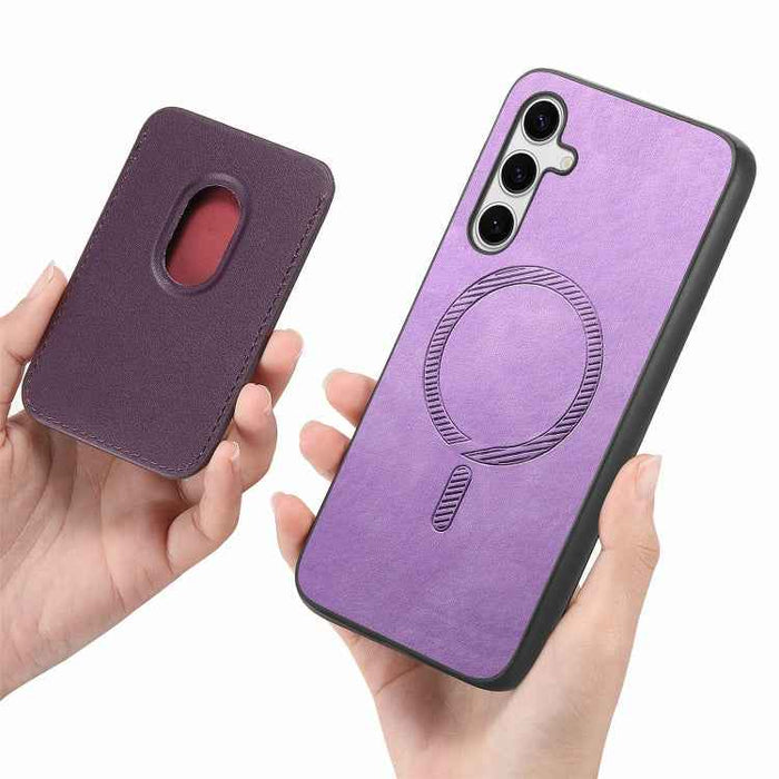 For Samsung Galaxy S24 Ultra 5G Retro Magsafe Card Bag PU Back Cover Phone Case(Purple)