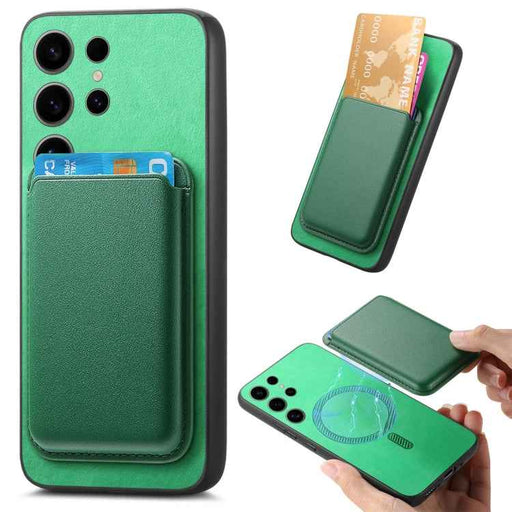 For Samsung Galaxy S24 Ultra 5G Retro Magsafe Card Bag PU Back Cover Phone Case(Green)