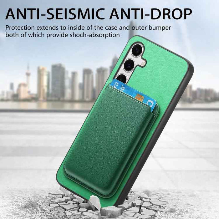 For Samsung Galaxy S24 Ultra 5G Retro Magsafe Card Bag PU Back Cover Phone Case(Green)
