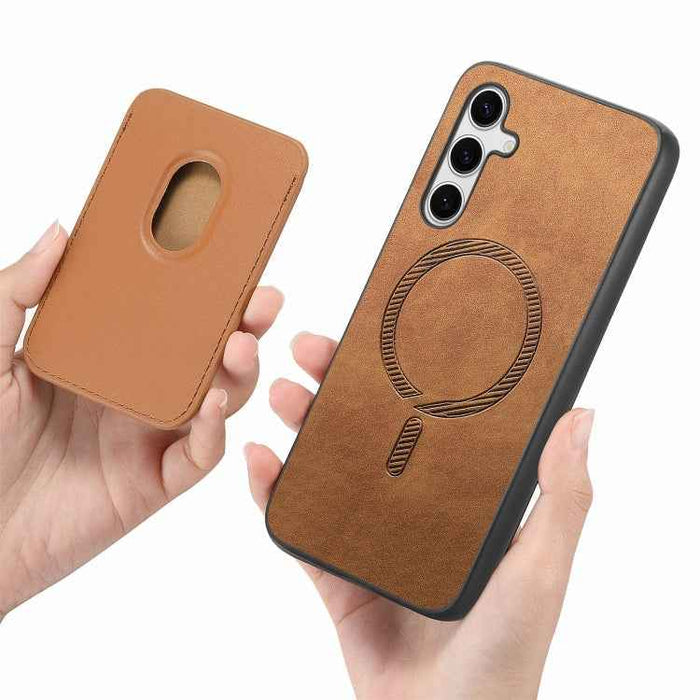 For Samsung Galaxy S24 Ultra 5G Retro Magsafe Card Bag PU Back Cover Phone Case(Brown)