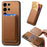 For Samsung Galaxy S24 Ultra 5G Retro Magsafe Card Bag PU Back Cover Phone Case(Brown)