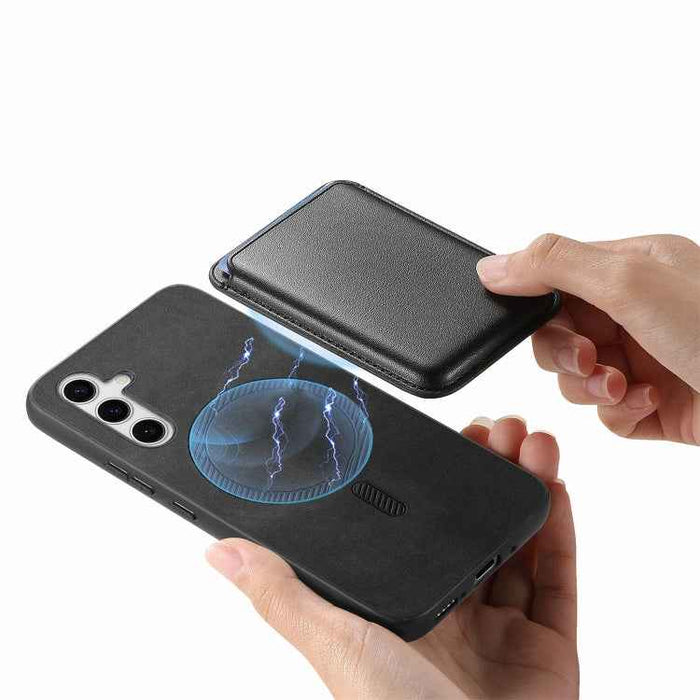 For Samsung Galaxy S24 Ultra 5G Retro Magsafe Card Bag PU Back Cover Phone Case(Black)