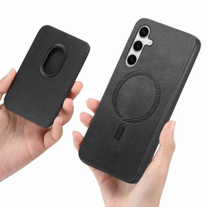 For Samsung Galaxy S24 Ultra 5G Retro Magsafe Card Bag PU Back Cover Phone Case(Black)