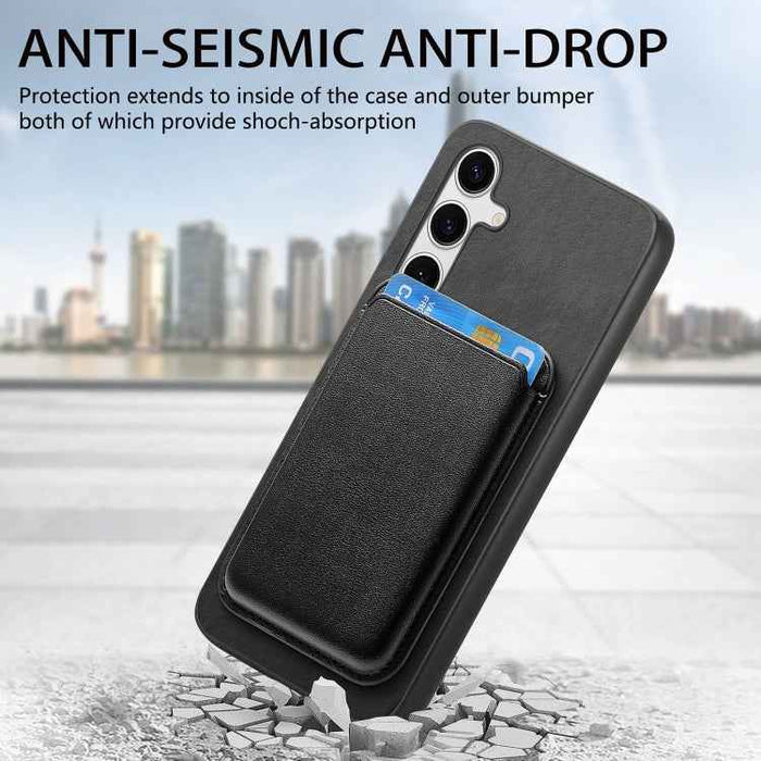 For Samsung Galaxy S24 Ultra 5G Retro Magsafe Card Bag PU Back Cover Phone Case(Black)