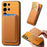 For Samsung Galaxy S24 Ultra 5G Retro Magsafe Card Bag PU Back Cover Phone Case(Yellow)