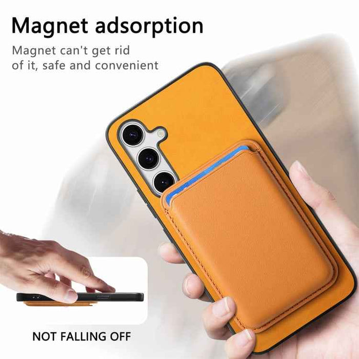For Samsung Galaxy S24 Ultra 5G Retro Magsafe Card Bag PU Back Cover Phone Case(Yellow)