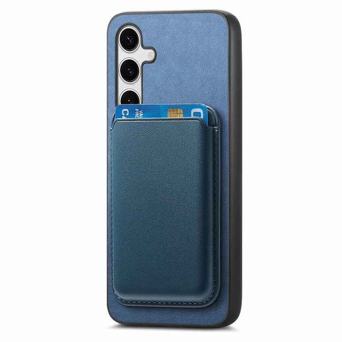 For Samsung Galaxy S24 Ultra 5G Retro Magsafe Card Bag PU Back Cover Phone Case(Blue)