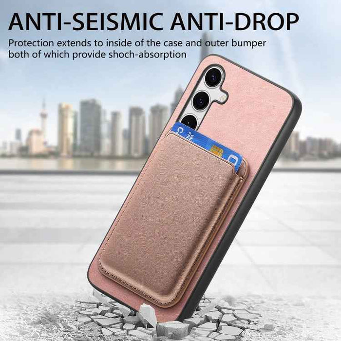 For Samsung Galaxy S24+ 5G Retro Magsafe Card Bag PU Back Cover Phone Case(Pink)