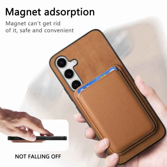 For Samsung Galaxy S24+ 5G Retro Magsafe Card Bag PU Back Cover Phone Case(Brown)