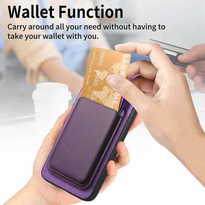 For Samsung Galaxy S24 5G Retro Magsafe Card Bag PU Back Cover Phone Case(Purple)