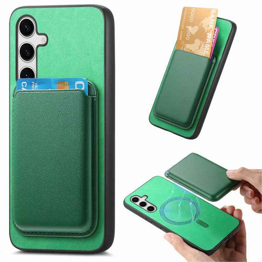 For Samsung Galaxy S24 5G Retro Magsafe Card Bag PU Back Cover Phone Case(Green)