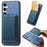 For Samsung Galaxy S24 5G Retro Magsafe Card Bag PU Back Cover Phone Case(Blue)